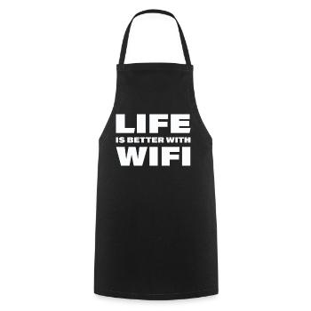 LIFE IS BETTER WITH WIFI - Cooking Apron - black - Front - AI Model Male 185 dark (185cm)