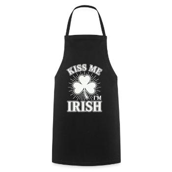 Kiss Me I'm Irish Shamrock Vintage-Zitat - Kochschürze - Schwarz - Vorne - AI Model Male 185 dark (185cm)