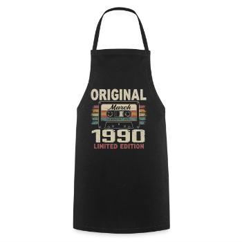 March 1990 Vintage March 1990 - Cooking Apron - black - Front - AI Model Male 185 dark (185cm)
