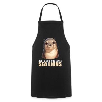 Lions de mer Lion de mer - Tablier de cuisine - noir - Devant - AI Model Male 185 dark (185cm)