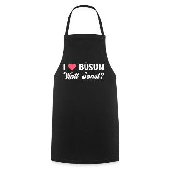 BÜSUM WATT SONST? Nordsee Urlaub Lustiges - Kochschürze - Schwarz - Vorne - AI Model Male 185 dark (185cm)