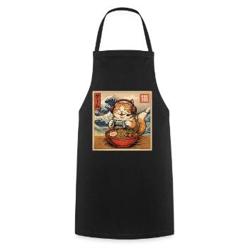 Ramen Chat Gaming, bol de nouilles otaku pour chat - Tablier de cuisine - noir - Devant - AI Model Male 185 dark (185cm)