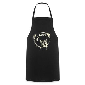 Stay Weird – Graffiti Katze Vintage Effekt - Kochschürze - Schwarz - Vorne - AI Model Male 185 dark (185cm)