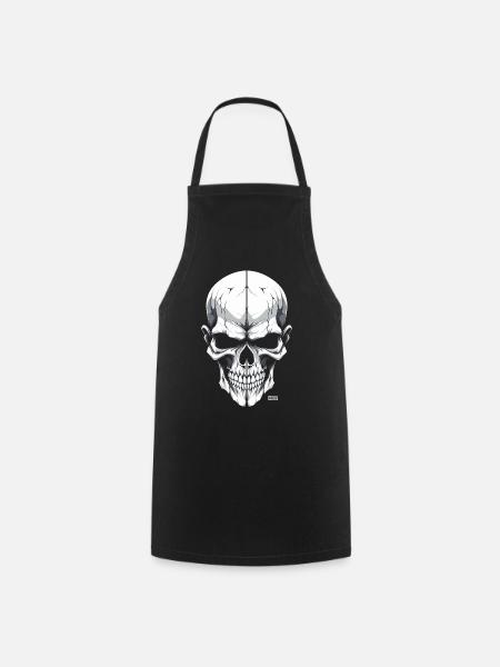 Monochrom Totenkopf weiß - Kochschürze - Schwarz
