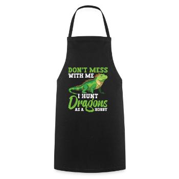  Reptile Hunter Equipment Iguana Slayer Lizard - Cooking Apron - black - Front - AI Model Male 185 dark (185cm)