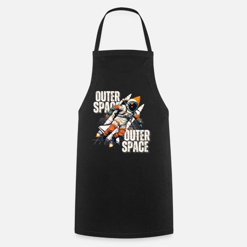 Astronaut in rocket jump - Cooking Apron - black