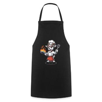 Goats Chef Cartoon Grill Master BBQ Kitchen - Cooking Apron - black - Front - AI Model Male 185 dark (185cm)