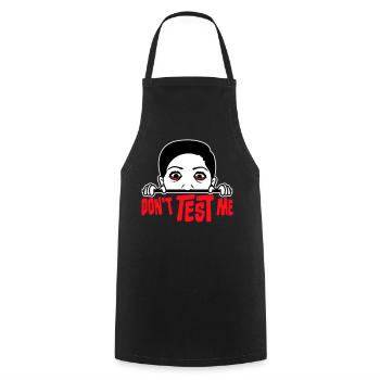 Ne me teste pas femme coquine, citation drôle avec le logo - Tablier de cuisine - noir - Devant - AI Model Male 185 dark (185cm)