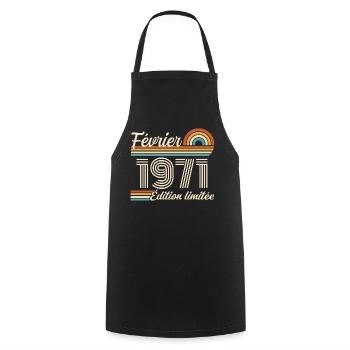 Born in February 1971 | 55th Anniversary - Cooking Apron - black - Front - AI Model Male 185 dark (185cm)