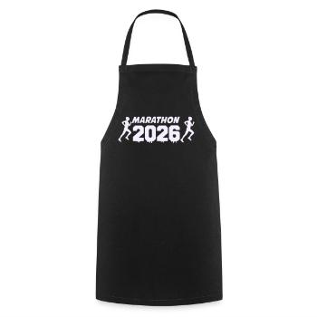 Marathon 2026 Läufer–Silhouetten Design - Kochschürze - Schwarz - Vorne - AI Model Male 185 dark (185cm)