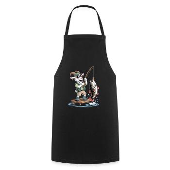 Funny Fishing Goat with Big Fish Catch - Cooking Apron - black - Front - AI Model Male 185 dark (185cm)