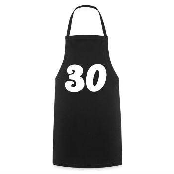 30. 30 YEARS. 30th ANNIVERSARY. 30 YEARS ANNIVERSARY. - Cooking Apron - black - Front - AI Model Male 185 dark (185cm)