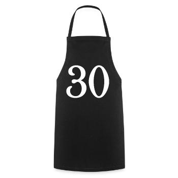 30. 30 ANS. 30e ANNIVERSAIRE. ANNIVERSAIRE 30 ANS. - Tablier de cuisine - noir - Devant - AI Model Male 185 dark (185cm)