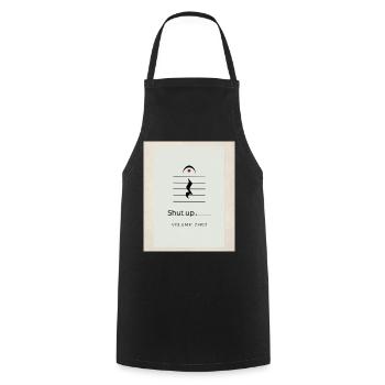 Shut up – Volume Zero Minimal Design - Cooking Apron - black - Front - AI Model Male 185 dark (185cm)