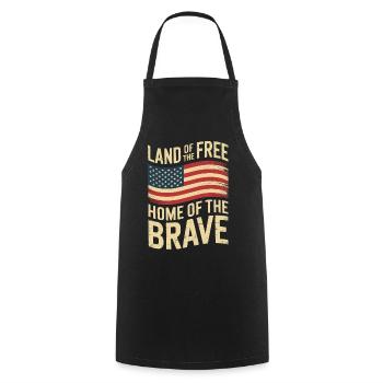 Land of the Free - USA Vintage Flag - Cooking Apron - black - Front - AI Model Male 185 dark (185cm)