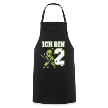 I'm 2 Ninja 2nd Birthday Green Karate - Cooking Apron - black - Front - AI Model Male 185 dark (185cm)