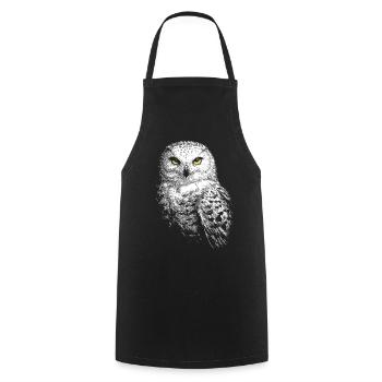 Snowy owl - Cooking Apron - black - Front - AI Model Male 185 dark (185cm)