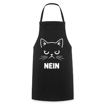 Nein Katzenkopf Illustration - Kochschürze - Schwarz - Vorne - AI Model Male 185 dark (185cm)