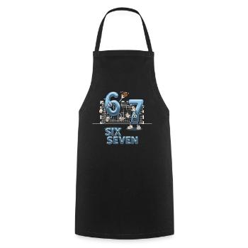 67 Six Seven Y3K Handball Gift - Cooking Apron - black - Front - AI Model Male 185 dark (185cm)