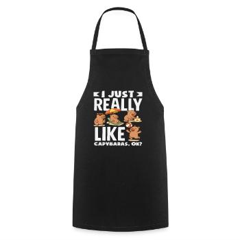 I just like capybaras really cute funny - Cooking Apron - black - Front - AI Model Male 185 dark (185cm)
