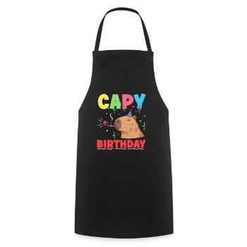 Capy Birthday Capybaras Cute Funny Animal - Cooking Apron - black - Front - AI Model Male 185 dark (185cm)