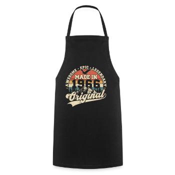 Cadeau d’anniversaire vintage original de 1966 - Tablier de cuisine - noir - Devant - AI Model Male 185 dark (185cm)