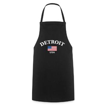 Detroit, États-Unis - Tablier de cuisine - noir - Devant - AI Model Male 185 dark (185cm)