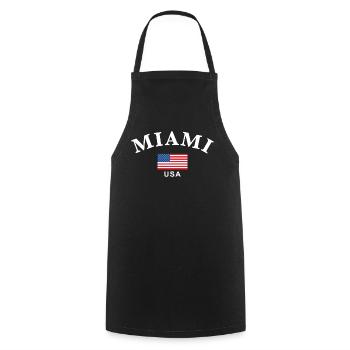 Miami, USA - Kochschürze - Schwarz - Vorne - AI Model Male 185 dark (185cm)