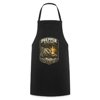 Prepper Survivalist Shelter Fire Water - Cooking Apron - black - Front - AI Model Male 185 dark (185cm)