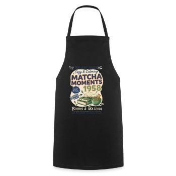 Moments douillets et apaisants de matcha Livres de 1958 et matcha - Tablier de cuisine - noir - Devant - AI Model Male 185 dark (185cm)