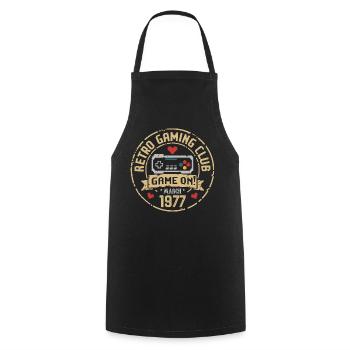 Mars 1977 Cadeau d’anniversaire Mars 1977 Naissance - Tablier de cuisine - noir - Devant - AI Model Male 185 dark (185cm)
