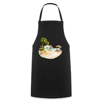 Surfer on the beach with palm trees and wave - Cooking Apron - black - Front - AI Model Male 185 dark (185cm)