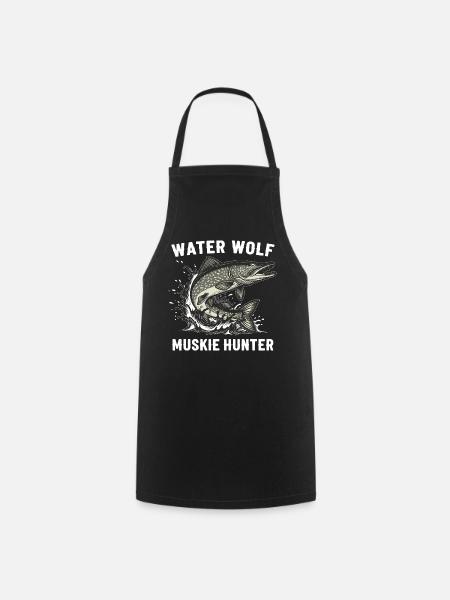Angeln auf Flusswolfsfisch Aquatic Muskie - Kochschürze - Schwarz