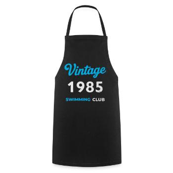Vintage 1985 – Swimming Club Retro Geburtsjahr - Kochschürze - Schwarz - Vorne - AI Model Male 185 dark (185cm)