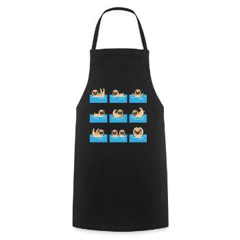Schwimmender Mops Cartoon Für Hundefans - Kochschürze - Schwarz - Vorne - AI Model Male 185 dark (185cm)