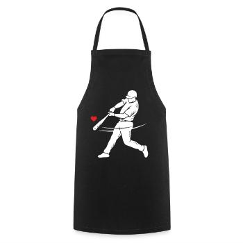 Baseball Batter Silhouette Heart - Cooking Apron - black - Front - AI Model Male 185 dark (185cm)