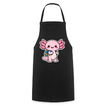Cuddly axolotl - Cooking Apron - black - Front - AI Model Male 185 dark (185cm)