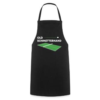 Table Tennis Old Schmetterhand Saying - Cooking Apron - black - Front - AI Model Male 185 dark (185cm)