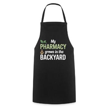 Vêtement certifié en pharmacologie clinique organique - Tablier de cuisine - noir - Devant - AI Model Male 185 dark (185cm)