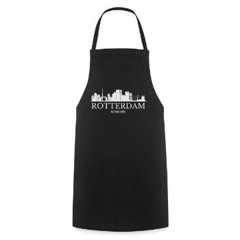 Rotterdam Skyline, Rotterdam Netherlands - Cooking Apron - black - Front - AI Model Male 185 dark (185cm)