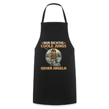 Groundhog Angler Really Cool Guys Go Fishing - Cooking Apron - black - Front - AI Model Male 185 dark (185cm)