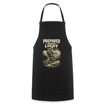 Prepper Survivalist Prepared Beats Lucky - Cooking Apron - black - Front - AI Model Male 185 dark (185cm)