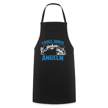 angeln coole jungs geschenk männer - Kochschürze - Schwarz - Vorne - AI Model Male 185 dark (185cm)