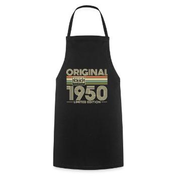 Originale limitierte Retro-Kassette von 1950 - Kochschürze - Schwarz - Vorne - AI Model Male 185 dark (185cm)