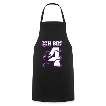 Je suis 4 Ninja 4e anniversaire Karaté Violet - Tablier de cuisine - noir - Devant - AI Model Male 185 dark (185cm)