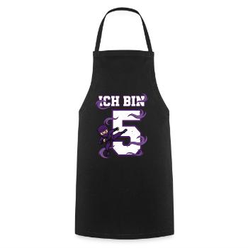 Je suis 5 ninjas 5e anniversaire Karaté violet - Tablier de cuisine - noir - Devant - AI Model Male 185 dark (185cm)