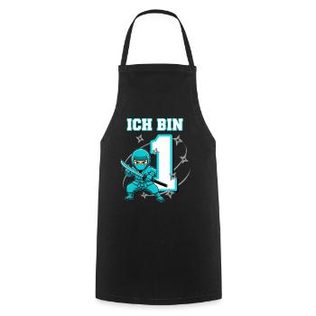 I'm 1 Ninja 1st Birthday Turquoise - Cooking Apron - black - Front - AI Model Male 185 dark (185cm)