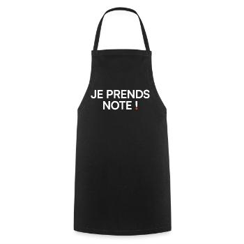 Je prends note humour réunion bureau - Tablier de cuisine - noir - Devant - AI Model Male 185 dark (185cm)