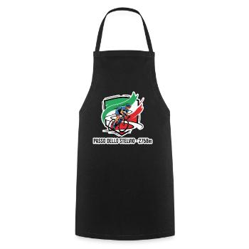 Insigne du Cavalier Passo Dello Stelvio 2758 m - Tablier de cuisine - noir - Devant - AI Model Male 185 dark (185cm)