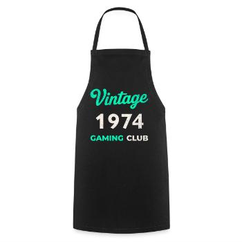 Vintage 1974 – Gaming Club Retro Birth Year - Cooking Apron - black - Front - AI Model Male 185 dark (185cm)